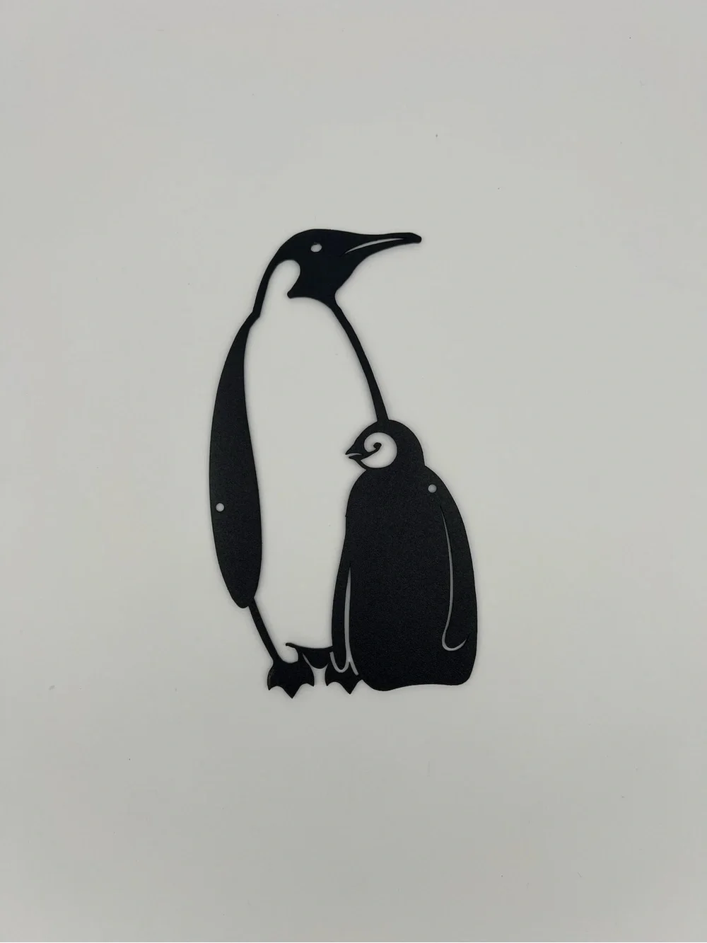 Laser Cut Metal Wall Art Decorative by Redline Steel Black Penguin and chick